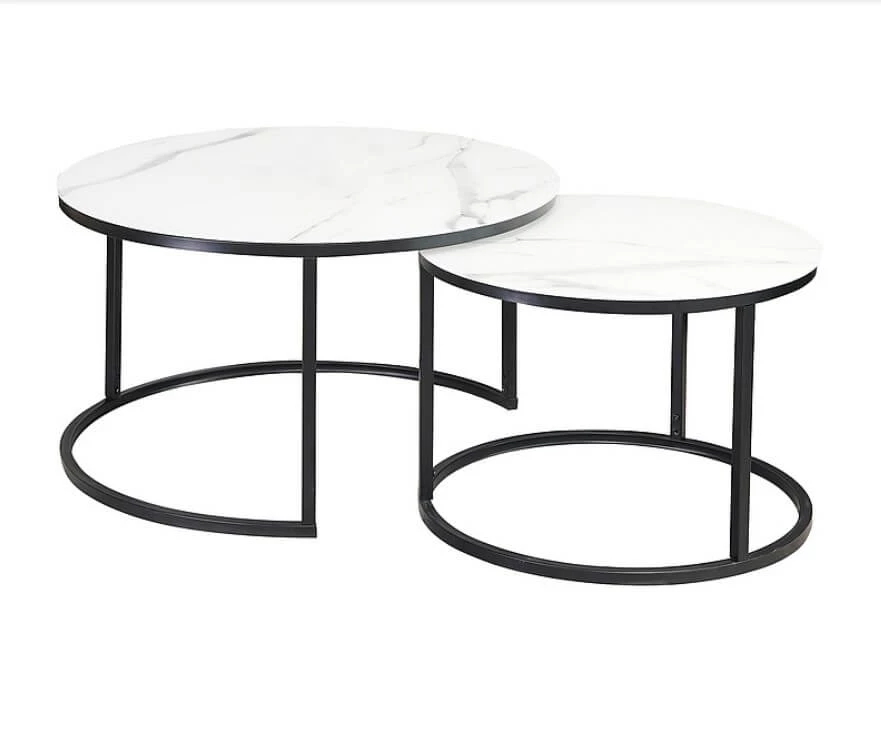 Комплект ATLANTA C 2 стола  бел.мрамор/черн.
