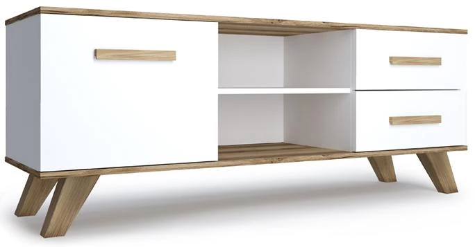 Тумба под ТВ Вега Скандинавия Белый/Дуб каньон