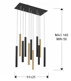 Подвесной светильник Varas 11L черный/золотой - фото 2