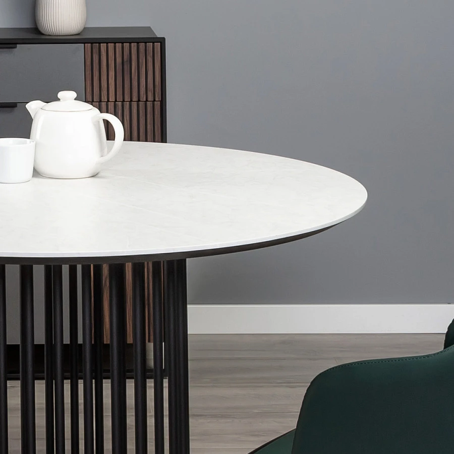 Стол обеденный Patrik д.110 мрамор Бианко/черный - фото 5