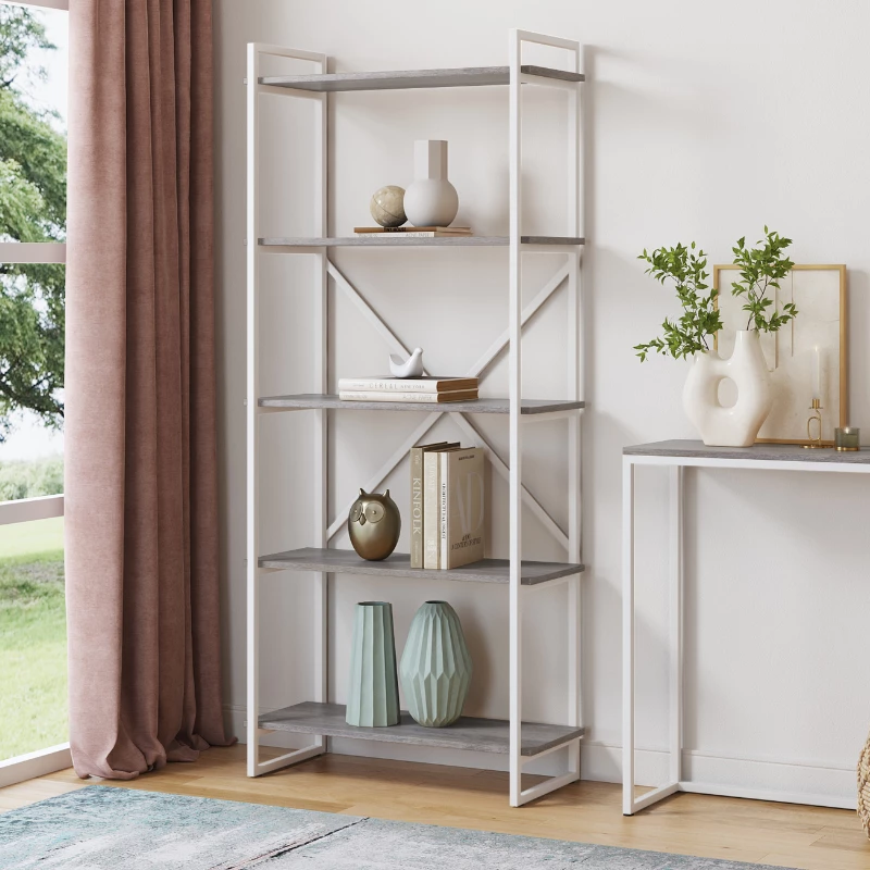 Стеллаж Мальборк 80 Смоук с белым основан. лофт - фото 4