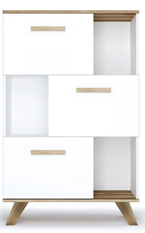 Шкаф низкий Вега Скандинавия Белый/Дуб каньон 3 - фото 2