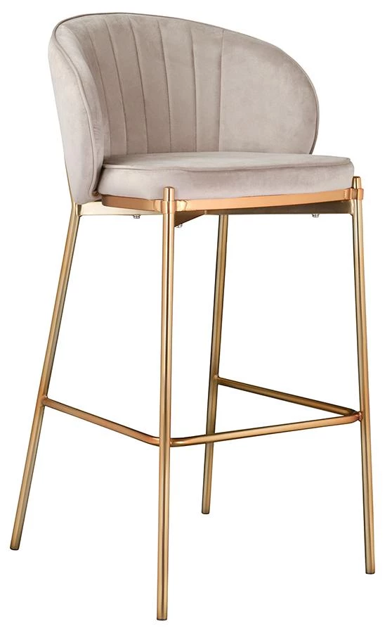 Стул барный coral, велюр, серо-бежевый