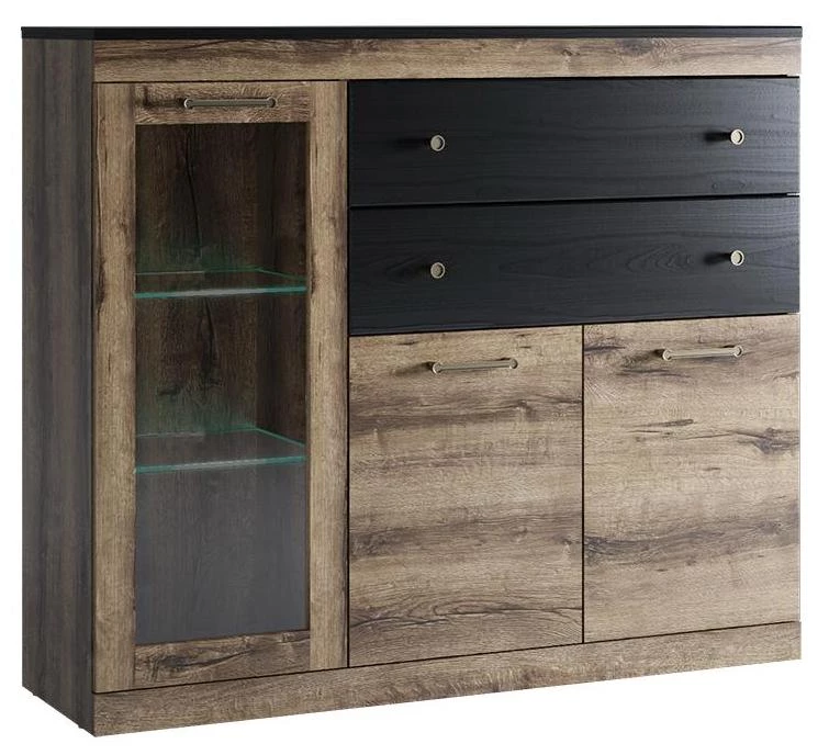 Тумба 1V2D2S JAGGER цвет Дуб монастырский/Черный