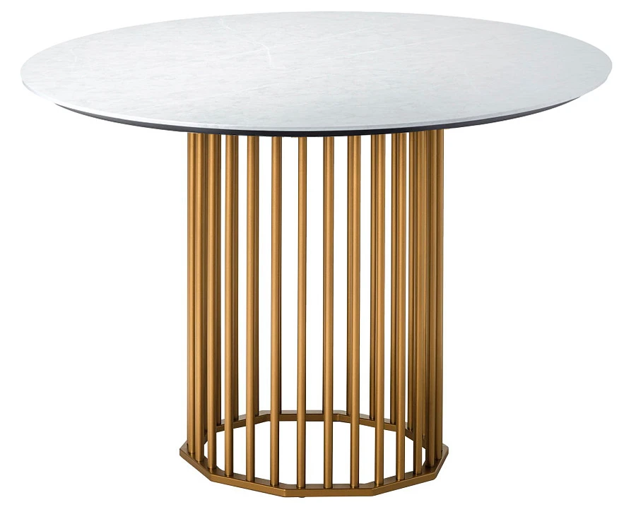 Стол обеденный Patrik д.110 мрамор Бианко/золото