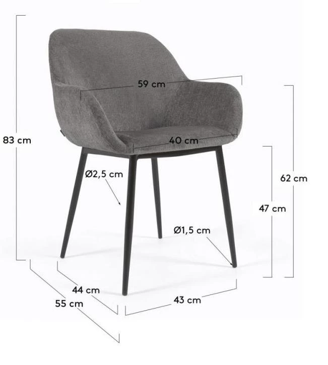 Стул Konna темно-серый/черными - фото 2