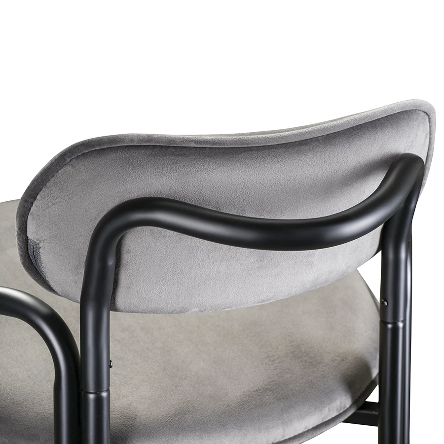 Стул барный ror, round, велюр, черный/серый - фото 4