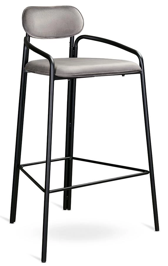 Стул барный ror, round, велюр, черный/серый