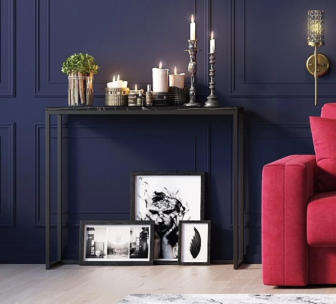 Стол консольный Мальборк Мрамор Блэк лофт - фото 4