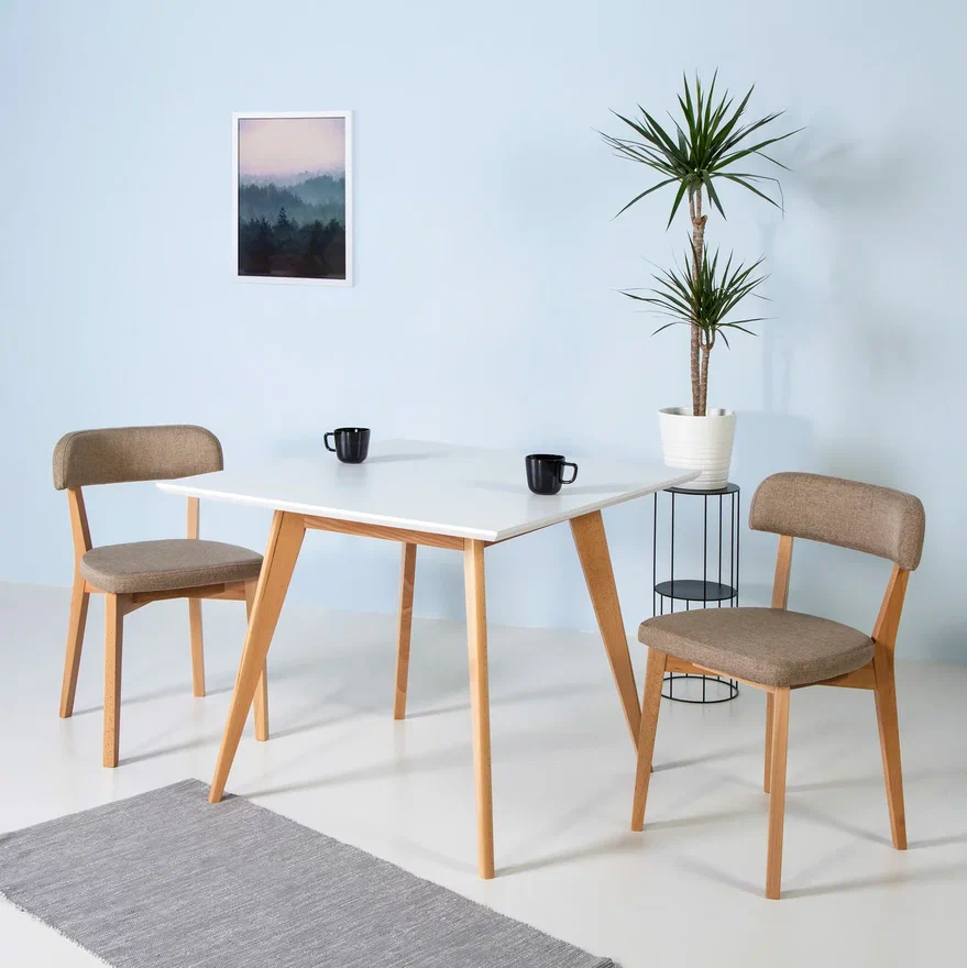 Стол Лунд квадратный 860*860 бук-белый - фото 4