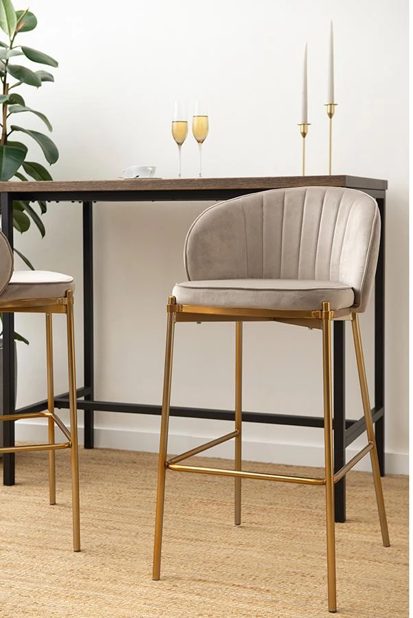 Стул барный coral, велюр, серо-бежевый - фото 3