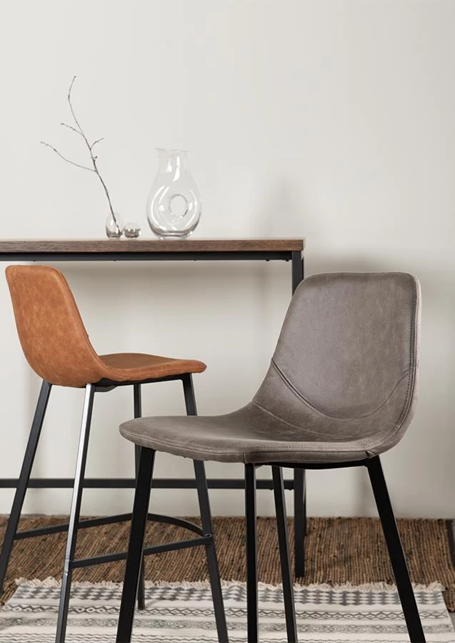 Стул барный hugh, экокожа, серо-коричневый - фото 4