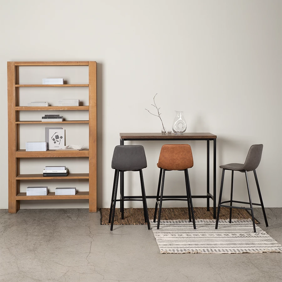 Стул барный hugh, экокожа, серо-коричневый - фото 2