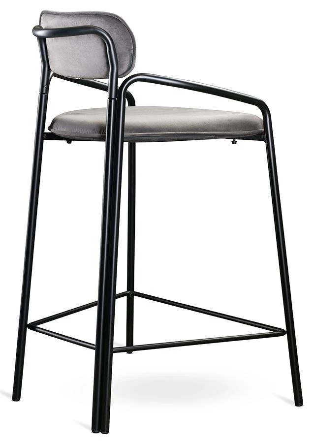 Стул полубарный ror, round, велюр, черный/серый - фото 3