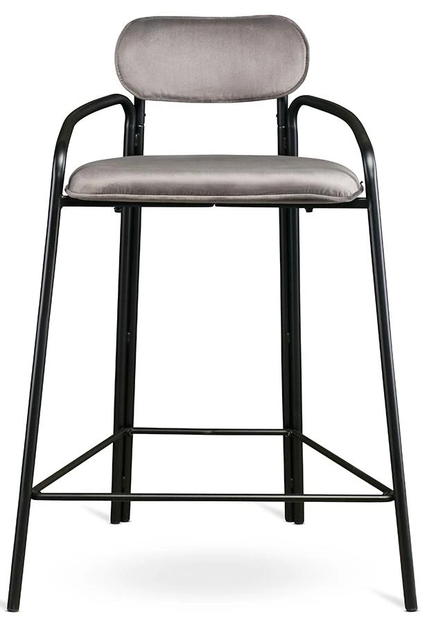 Стул полубарный ror, round, велюр, черный/серый - фото 2