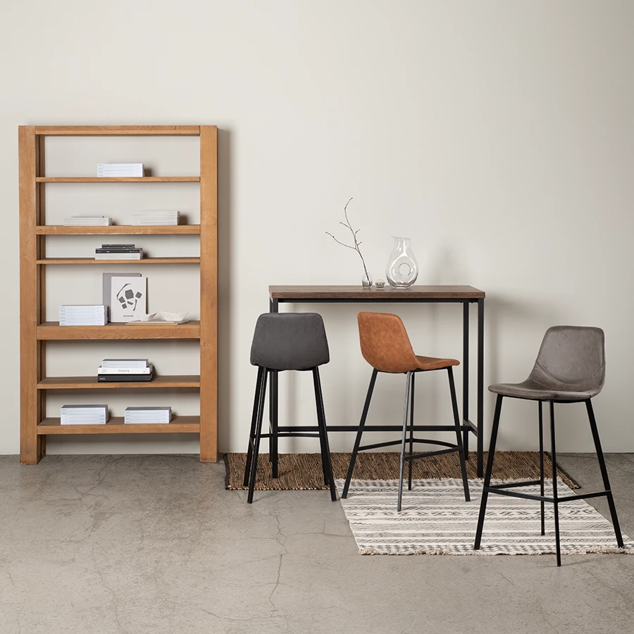 Стул барный hugh, экокожа, серо-коричневый - фото 3