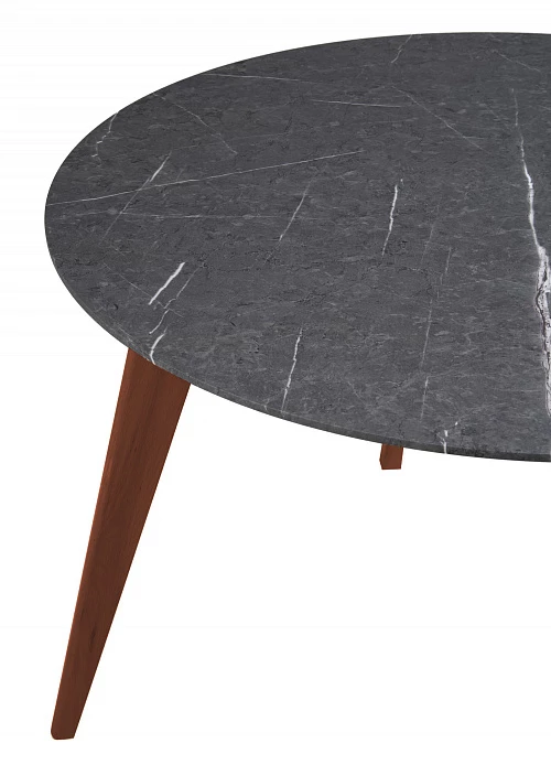Стол Лунд круглый д.860 мрамор графит/темн.орех - фото 4