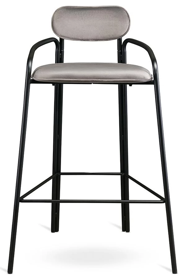 Стул барный ror, round, велюр, черный/серый - фото 2