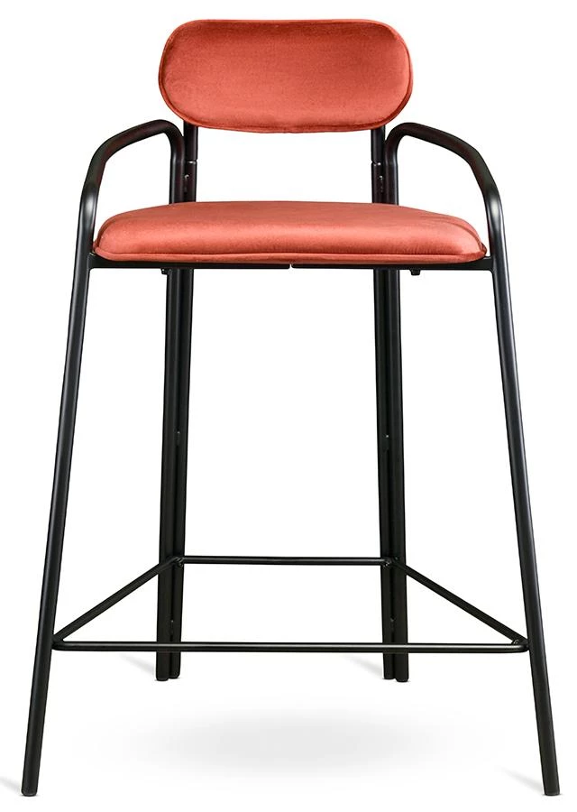 Стул полубарный ror round черный/темно-красный - фото 2