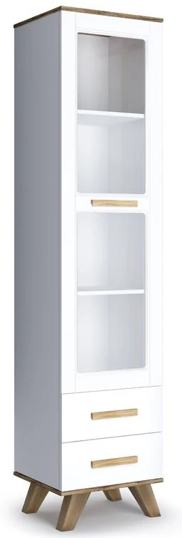 Шкаф-витрина Вега Скандинавия 450 Бел/Дуб каньон
