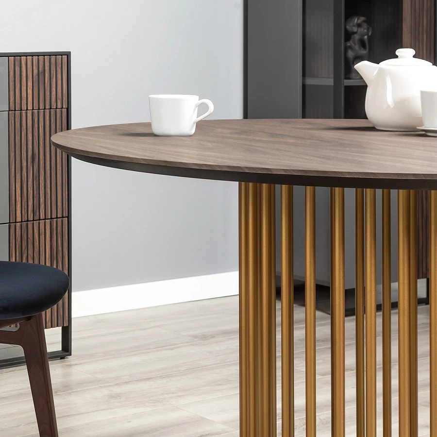 Стол обеденный Patrik  д.110 Американский орех /Золото - фото 6