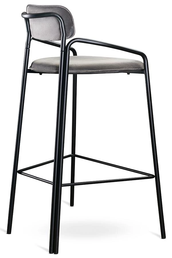 Стул барный ror, round, велюр, черный/серый - фото 3