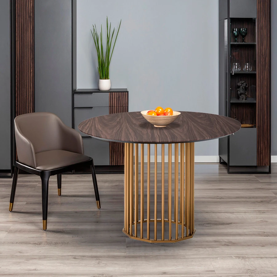 Стол обеденный Patrik  д.110 Американский орех /Золото - фото 5