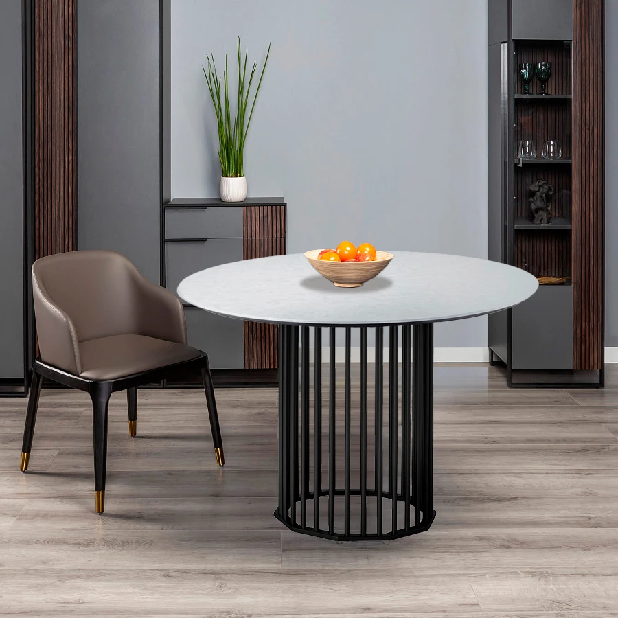 Стол обеденный Patrik д.110 мрамор Бианко/черный - фото 4