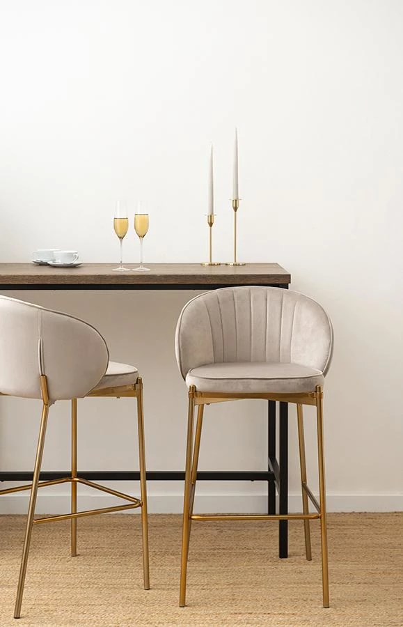 Стул барный coral, велюр, серо-бежевый - фото 2