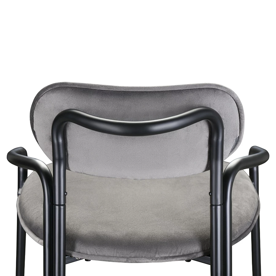 Стул барный ror, round, велюр, черный/серый - фото 5