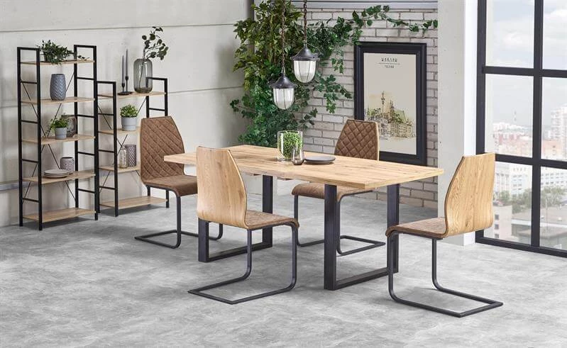 Стол обеденный Halmar VENOM 135/185 раскладной (дуб вотан/черный)