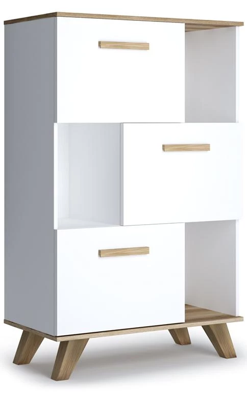 Шкаф низкий Вега Скандинавия Белый/Дуб каньон 3