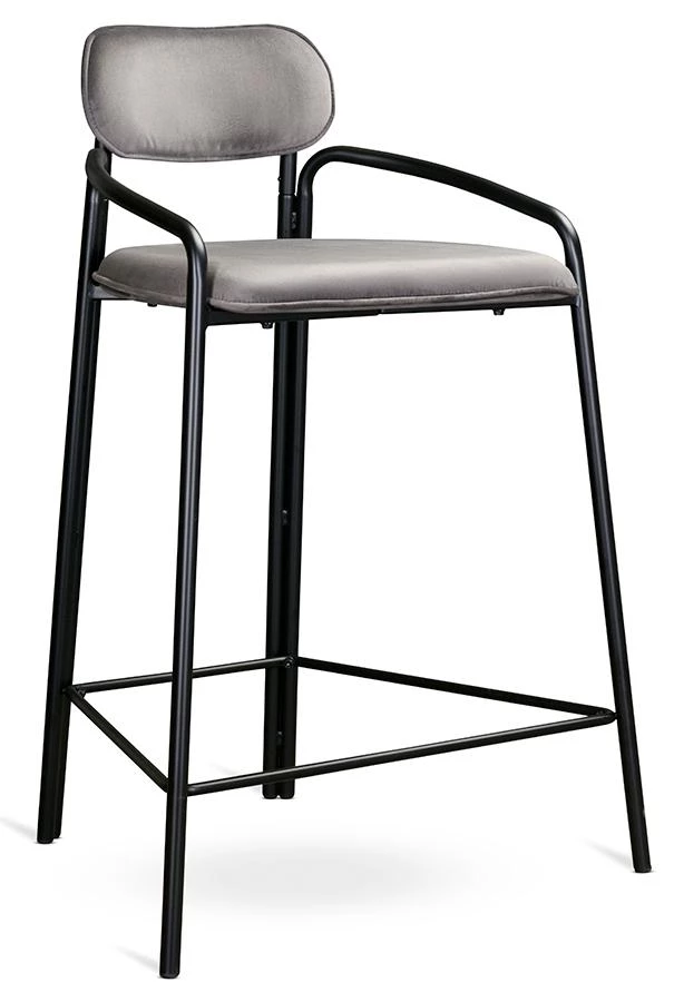 Стул полубарный ror, round, велюр, черный/серый