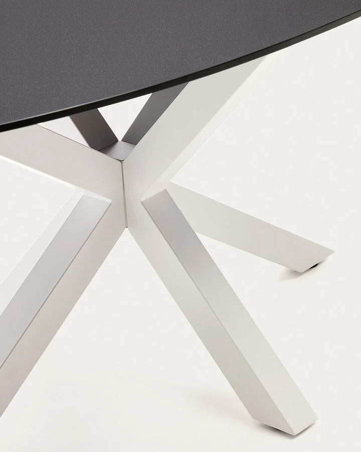 Овальный стол ARYA Argo из матового черного стекла со стальными ножками 200x100 - фото 6