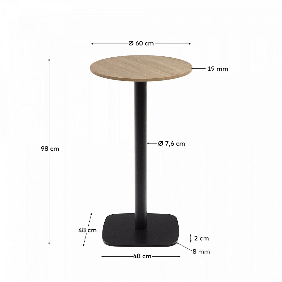Dina Стол меламин/натур. и черн. металл Ø60x96 - фото 3