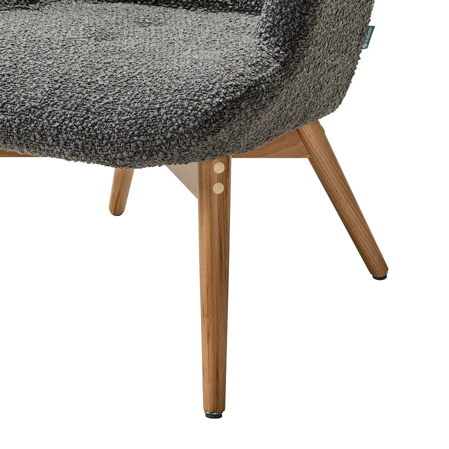 Кресло Хайбэк темно-серый/нат.бук - фото 5