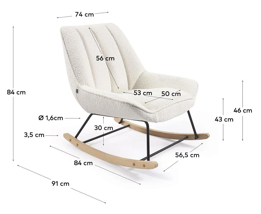 Кресло-качалка Marlina букле белый - фото 14