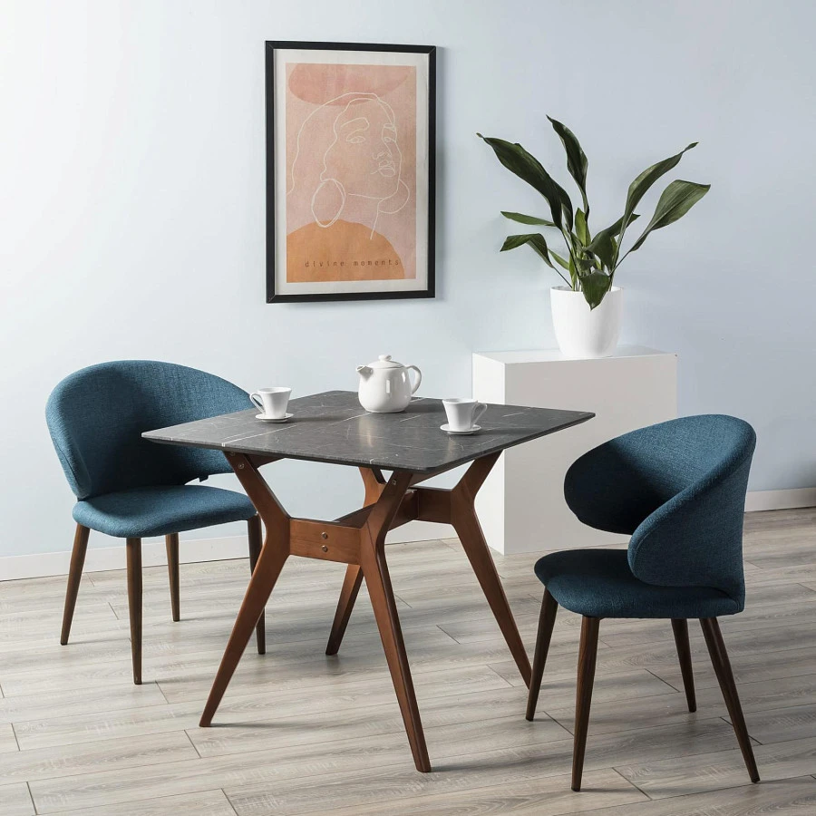 Стол Нарвик 860*860 Мрамор Графит Темный орех - фото 5