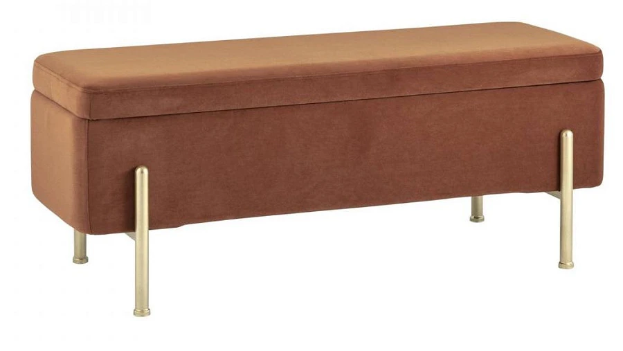 Банкетка Болейн с ящиком велюр терракотовый