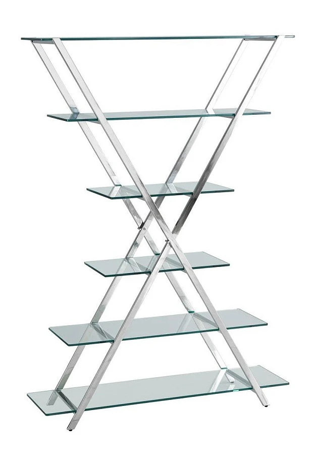 Стеллаж Гейт прозрачное стекло сталь серебро