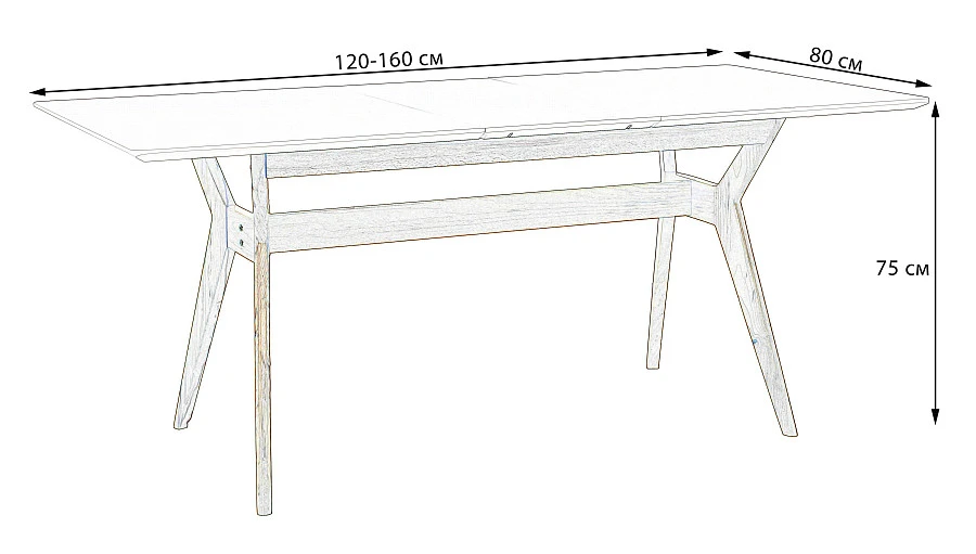 Стол Нарвик раскладной 120-160 ОРЕХ-Белый - фото 2