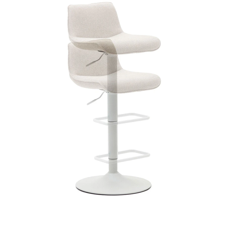 Барный стул Zenda из бежевой синели и матовой белой стали 81-102 см - фото 5