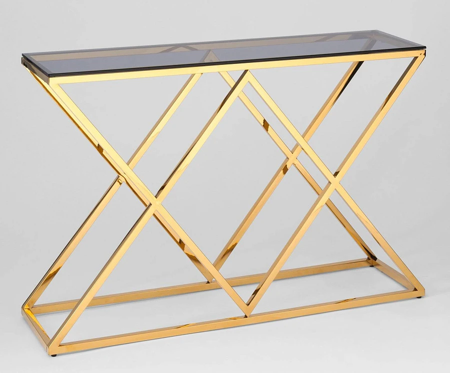 Консоль ИНСИГНИЯ 115*30 золото стекло smoke