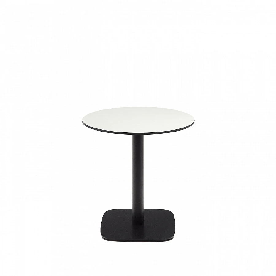 Dina Садовый Стол белый/черн.мет.осн. Ø68x70
