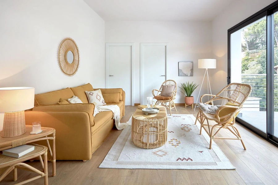 Диван-кровать Tanit горчичный/массива бука 210см - фото 2