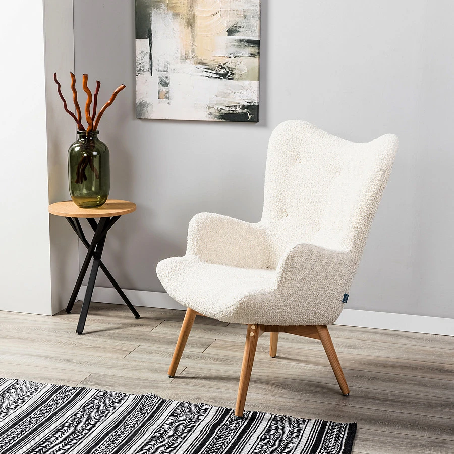 Кресло Хайбэк бежевый/нат. бук - фото 9