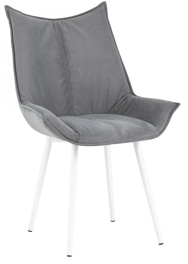 Стул Осло велюр серый белые ножки