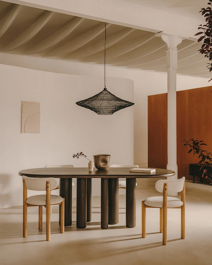 Стул Nebai белый из букле и массива дуба - фото 2