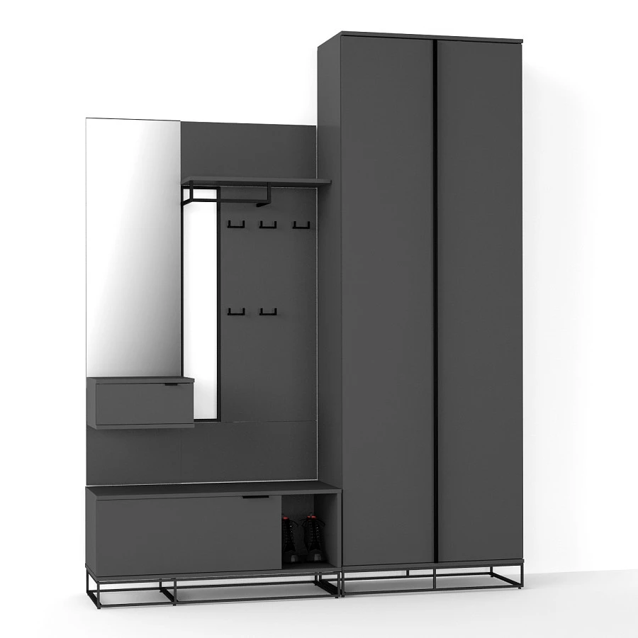 Шкаф двухстворчатый City графит/40см - фото 8