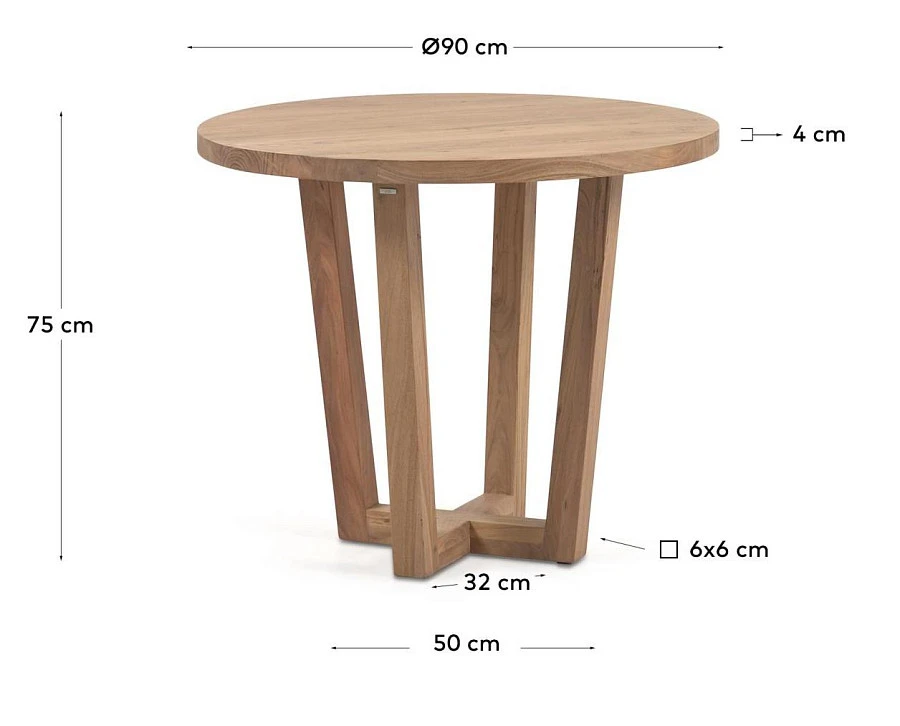 Стол Nahla массив акации d 90 см - фото 3